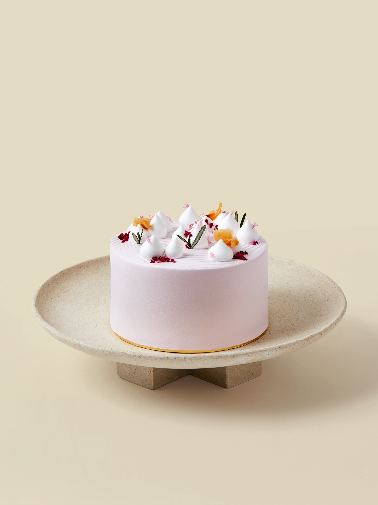 Soft fragrant Lychee Strawberry Rose Fresh Cream Cake, available for online delivery in Singapore