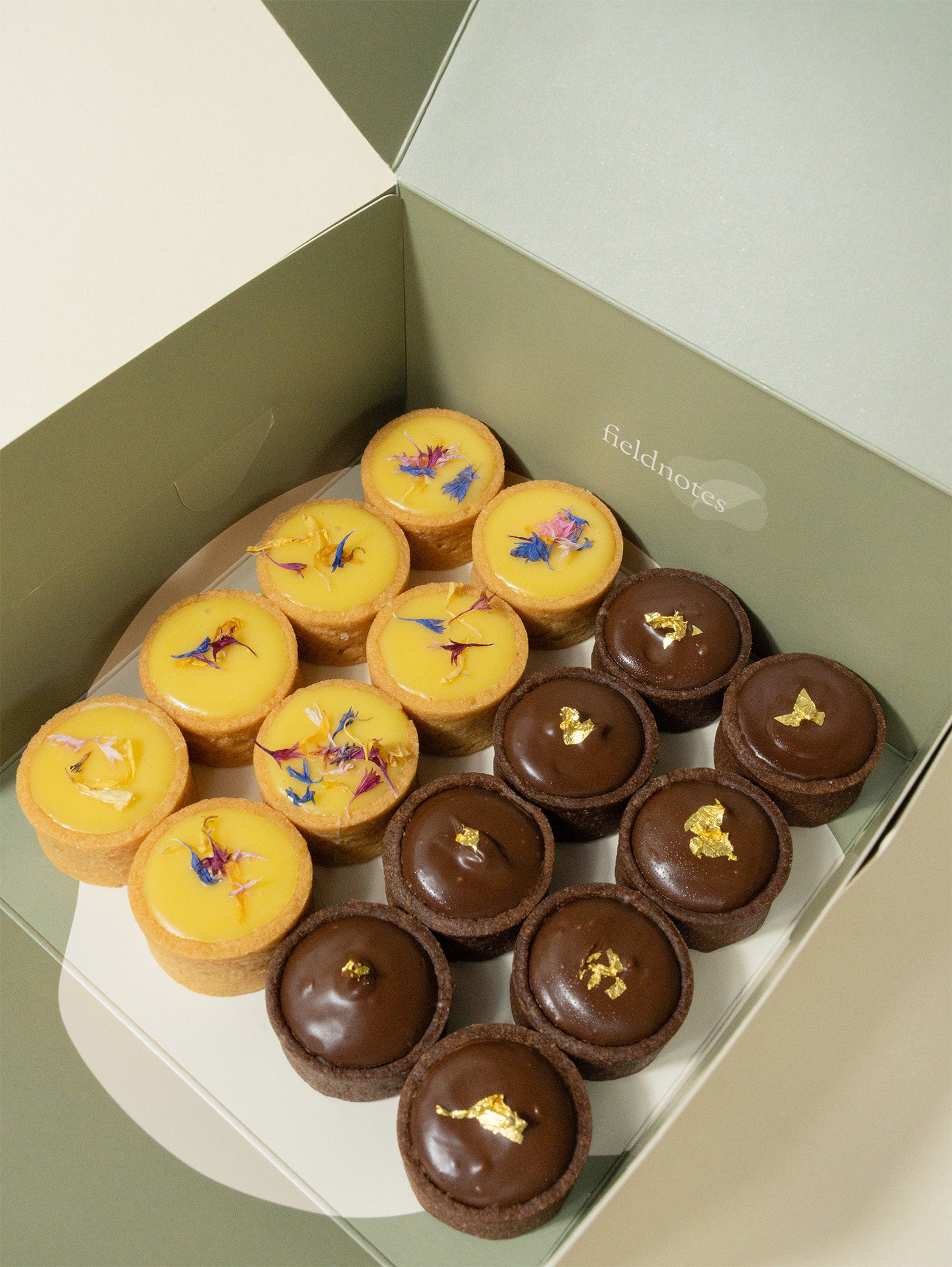A box of assorted mini tarts, available for delivery islandwide in Singapore