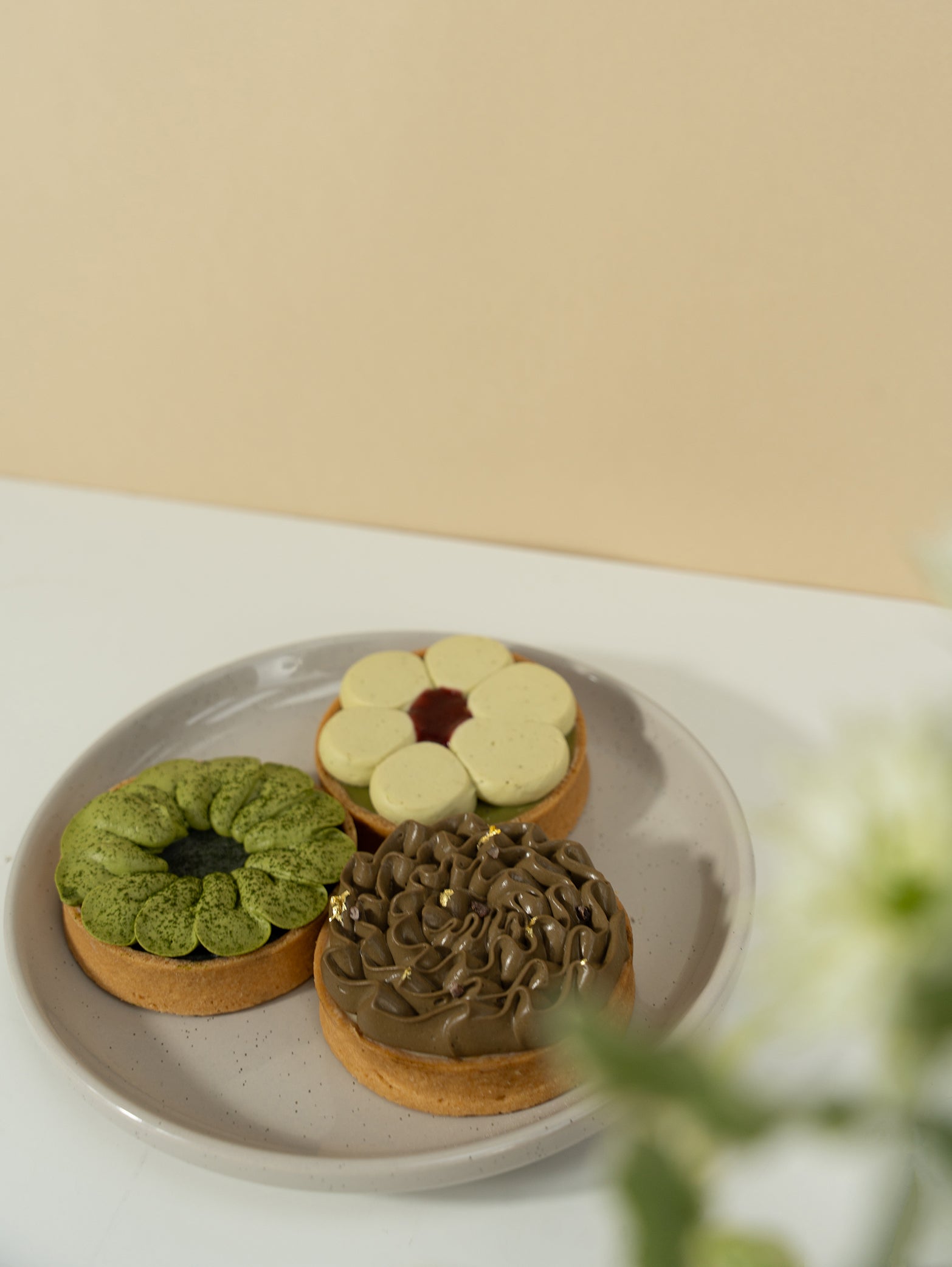 Tarts gift set with hojicha tart, genmaicha tart, matcha goma tart for delivery islandwide in Singapore