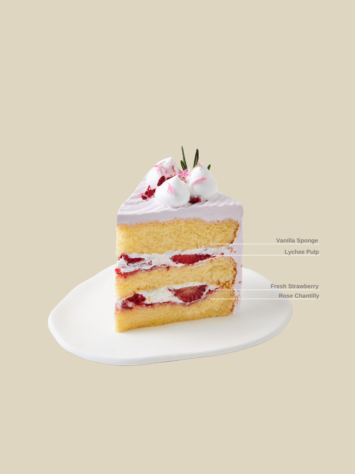 Soft fragrant Lychee Strawberry Rose Fresh Cream Cake, available for online delivery in Singapore