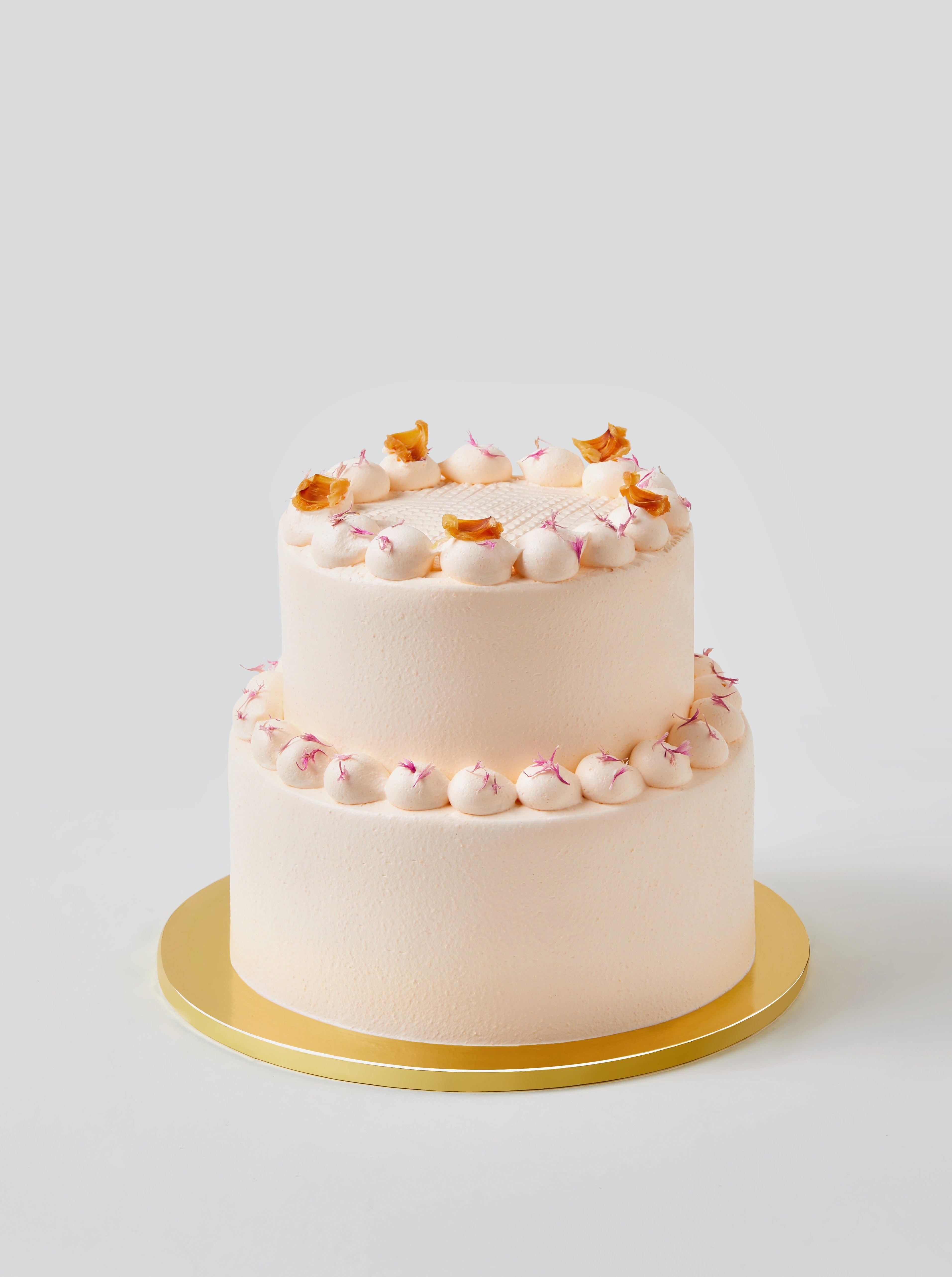 Melon LycheeTwo Tier Cake for your celebrations, available for islandwide delivery in Singapore