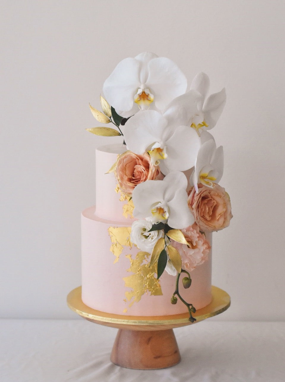 Online Peach & Gold Orchid Cake | Cakes. Sweets. Dessert Bars- Zee & Elle