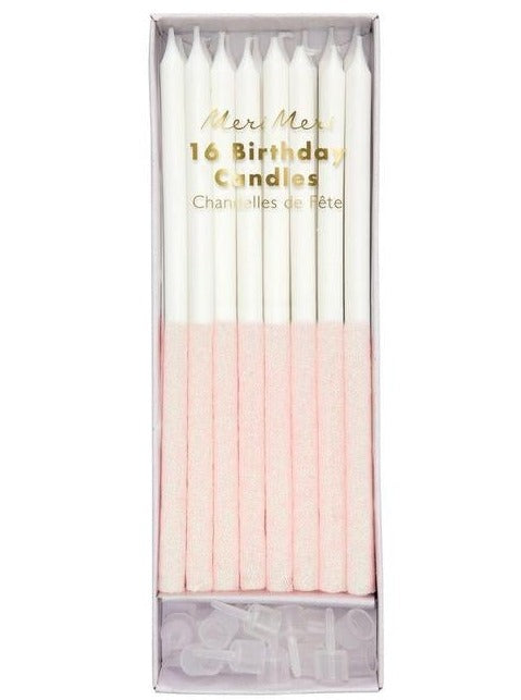 Pale Pink Dipped Glitter Candles