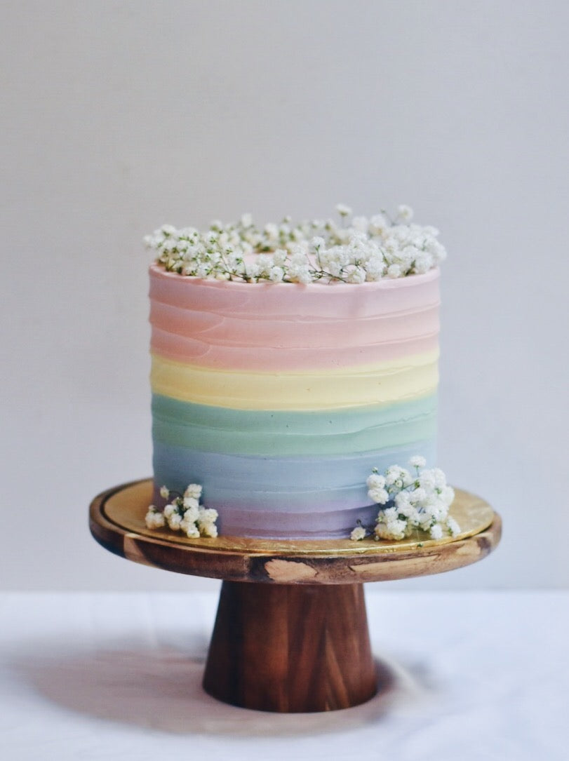 Customised Pastel Rainbow Babybreath Birthday Cake - Cakes. Sweets. Dessert Bars- Zee & Elle
