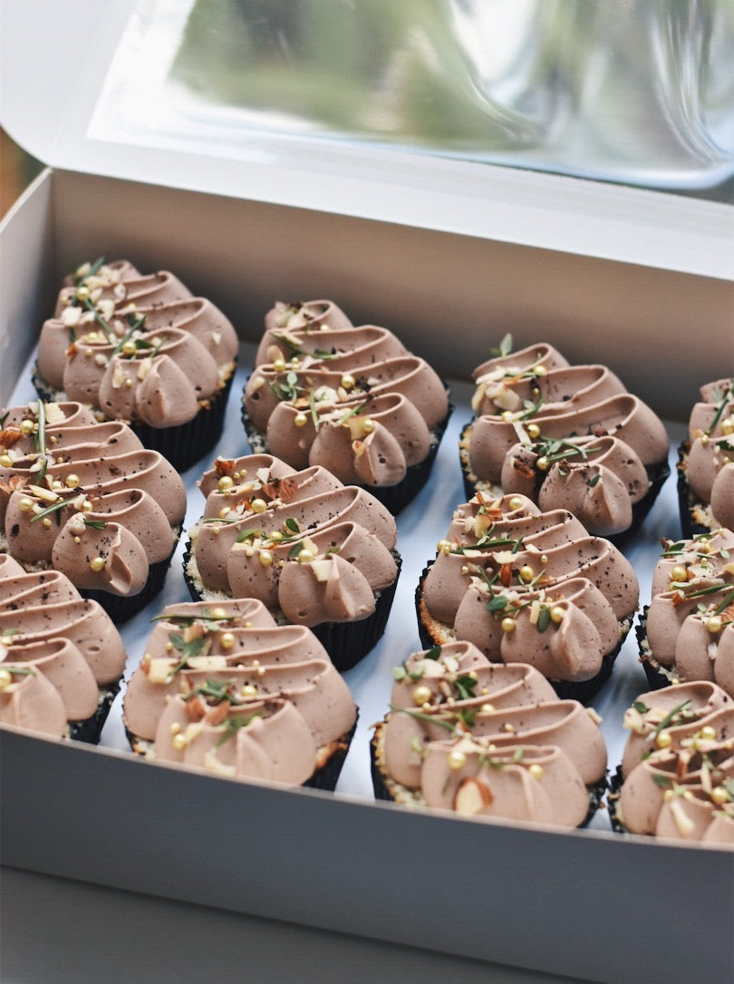Online Rustic Brown Cupcakes Box of 12 Delivery - Cakes. Sweets. Dessert Bars- Zee & Elle