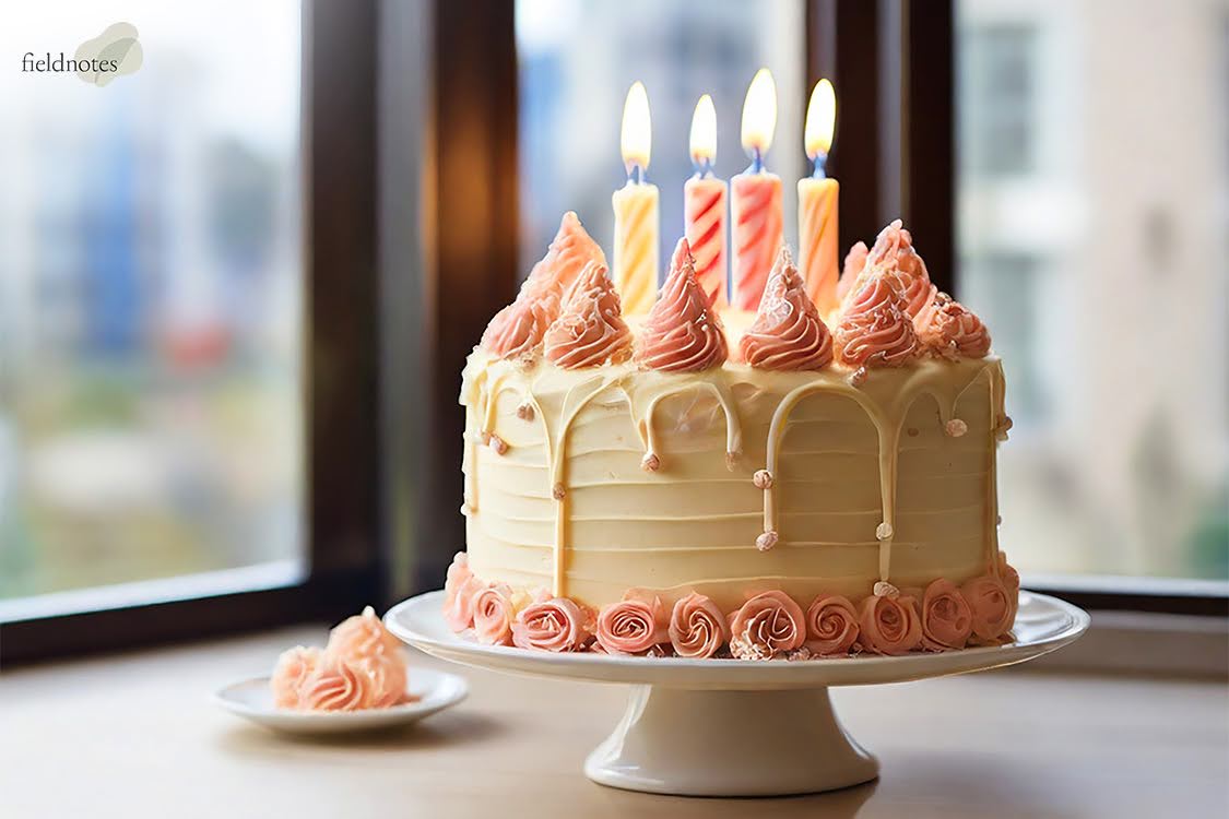 personalised white and pink cake