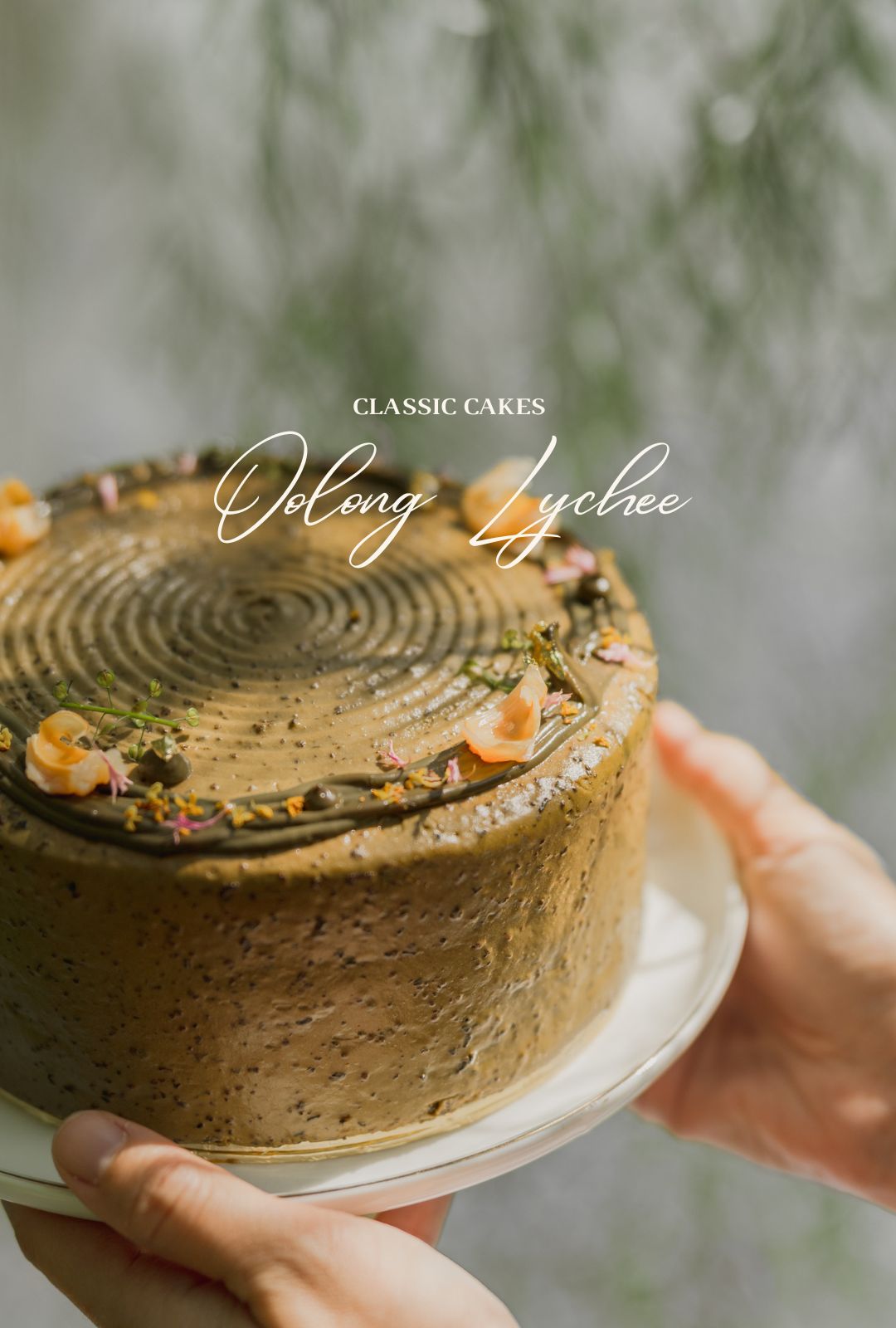 Oolong Lychee cake with decoration