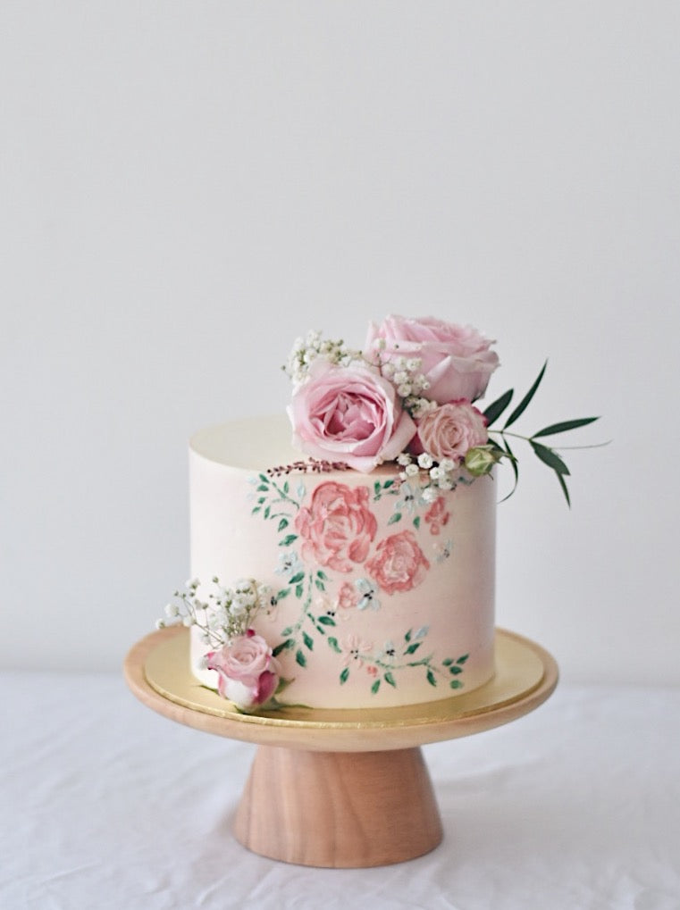 Online Hand Painted Pastel Pink Cake | Cakes. Sweets. Dessert Bars- Zee & Elle