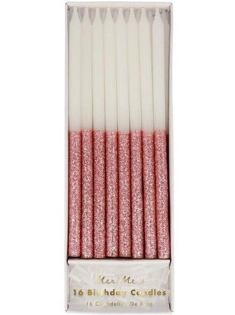 Dusky Pink Dipped Glitter Candles
