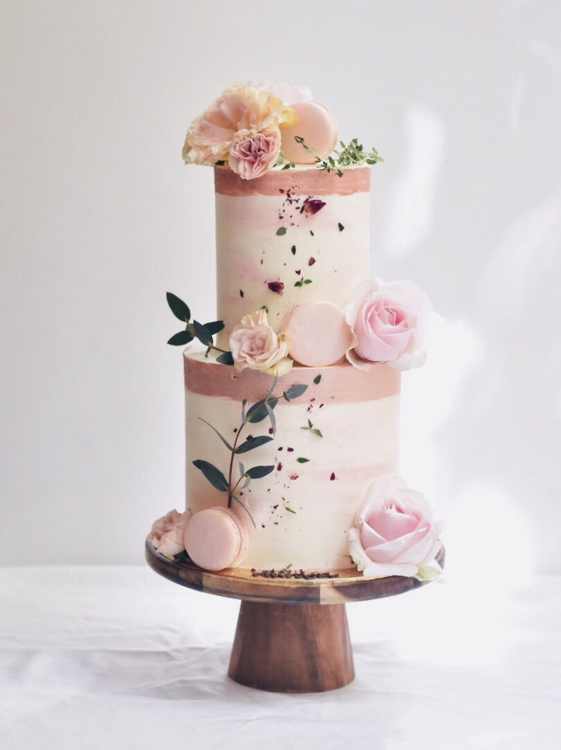 Customised Online Rose Gold x Pink Watercolour Floral Birthday Cake - Cakes. Sweets. Dessert Bars- Zee & Elle