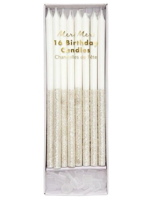 Silver Dipped Glitter Candles